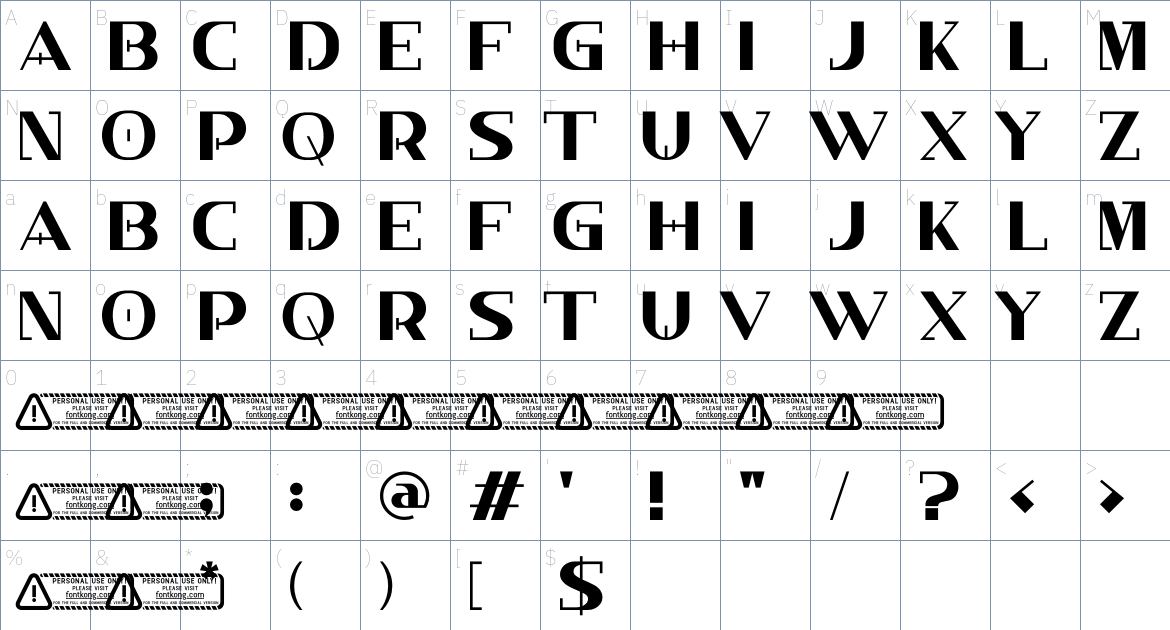 Cryptonus font Character Map