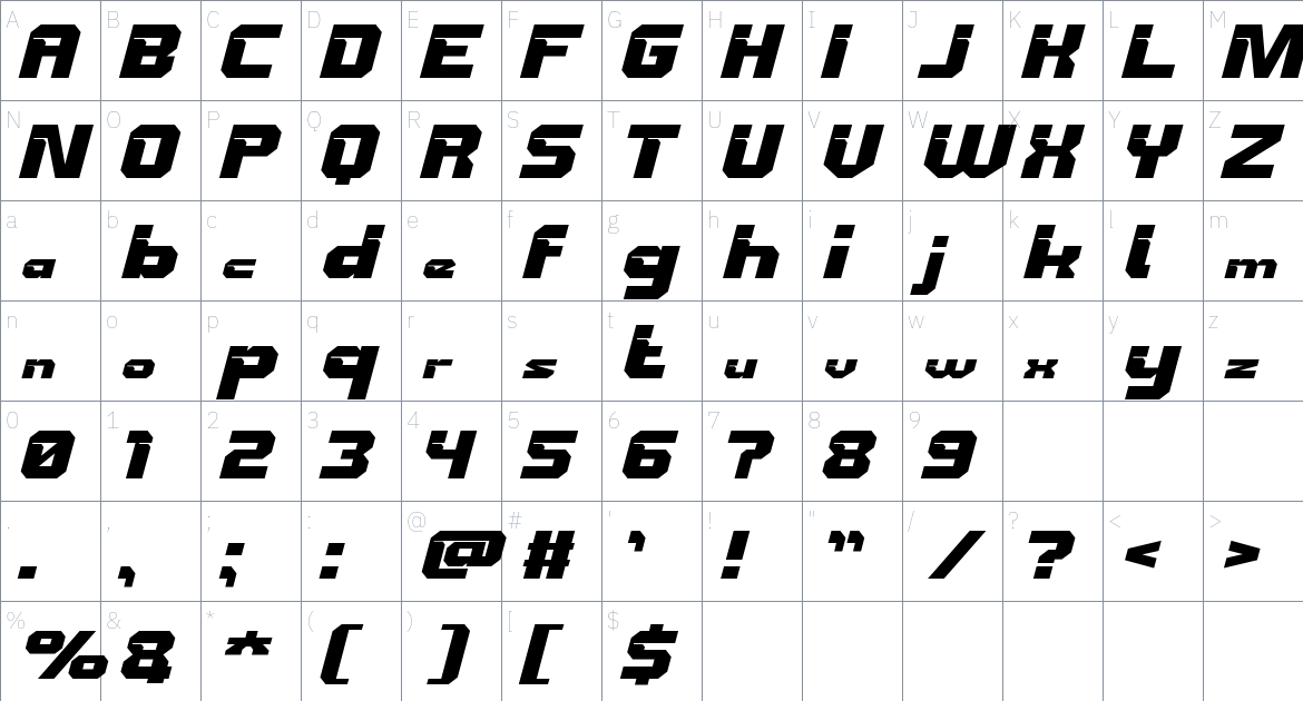 Chaser Font font Character Map