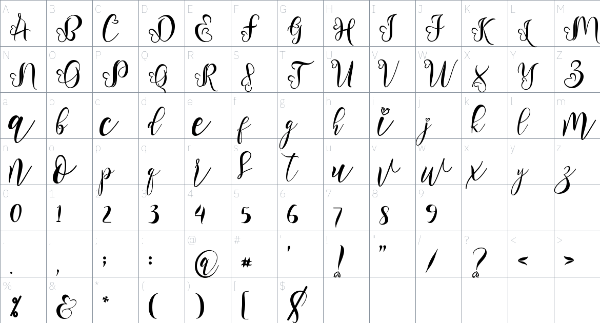 Roshalia Font font Character Map