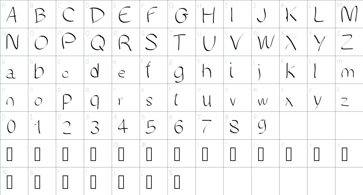 MANUSCRITE font Character Map