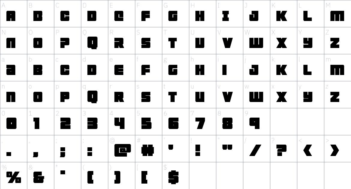 4ce font Character Map