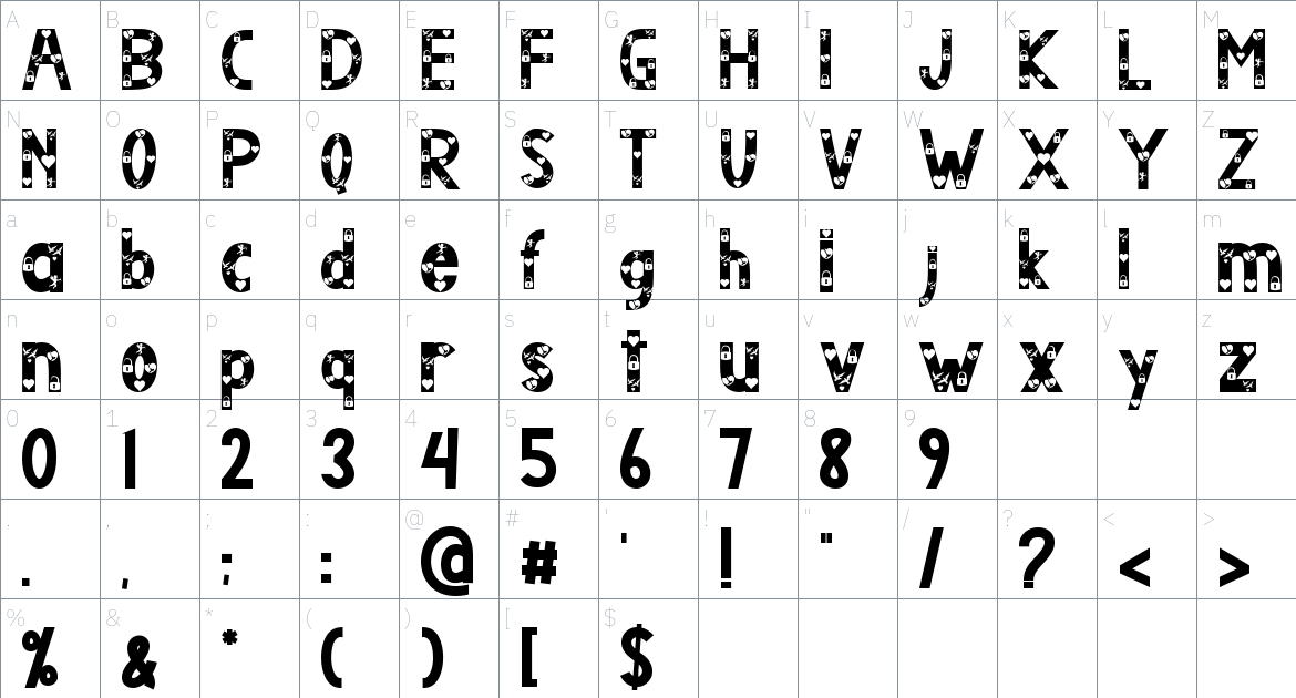 Airlove font Character Map