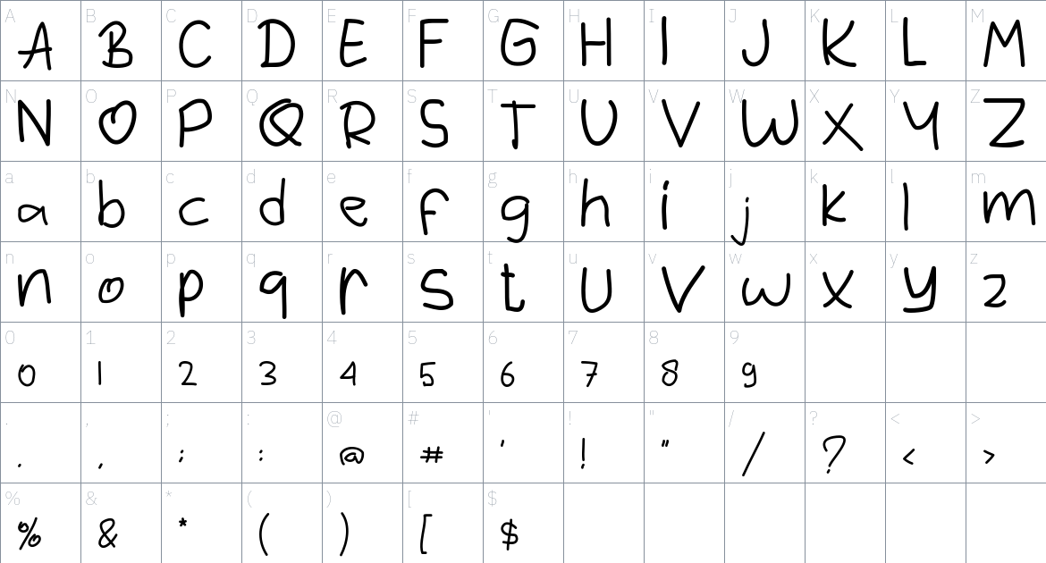 Mory Font font Character Map