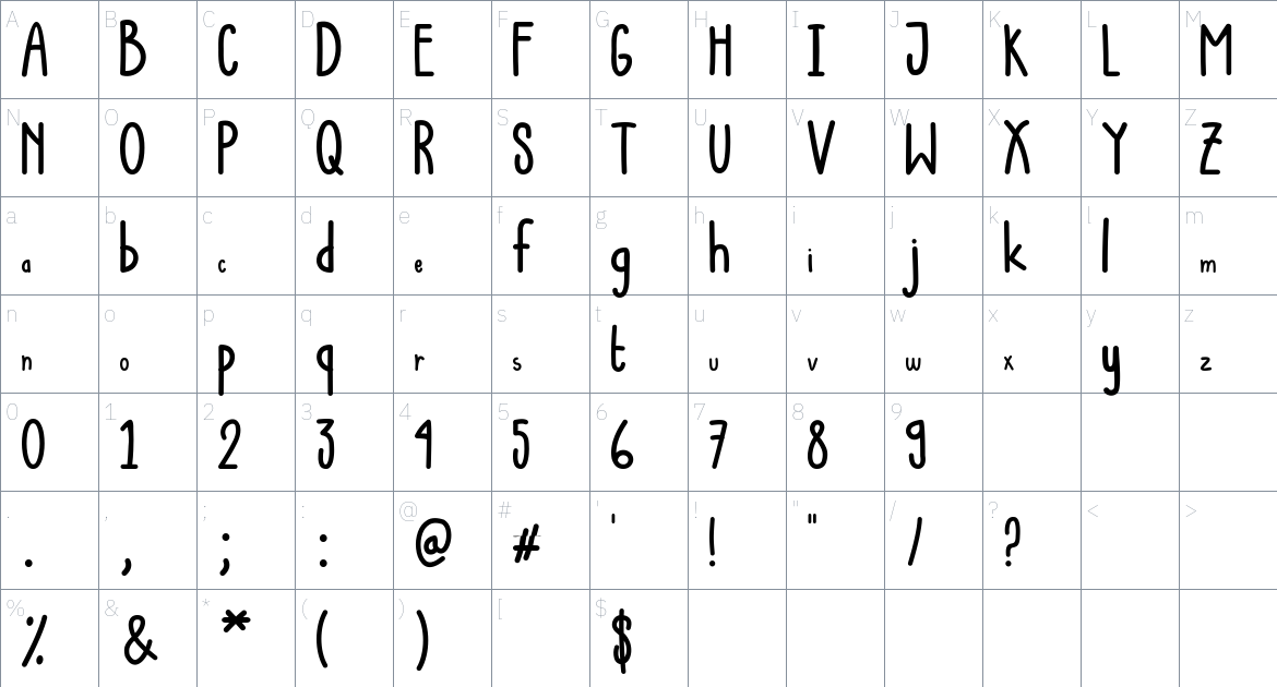 New Student Font font Character Map