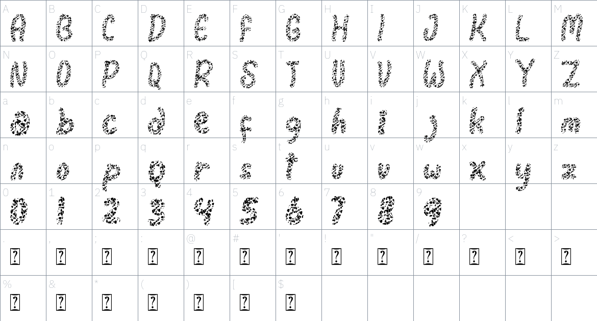 Jungle Leopard font Character Map