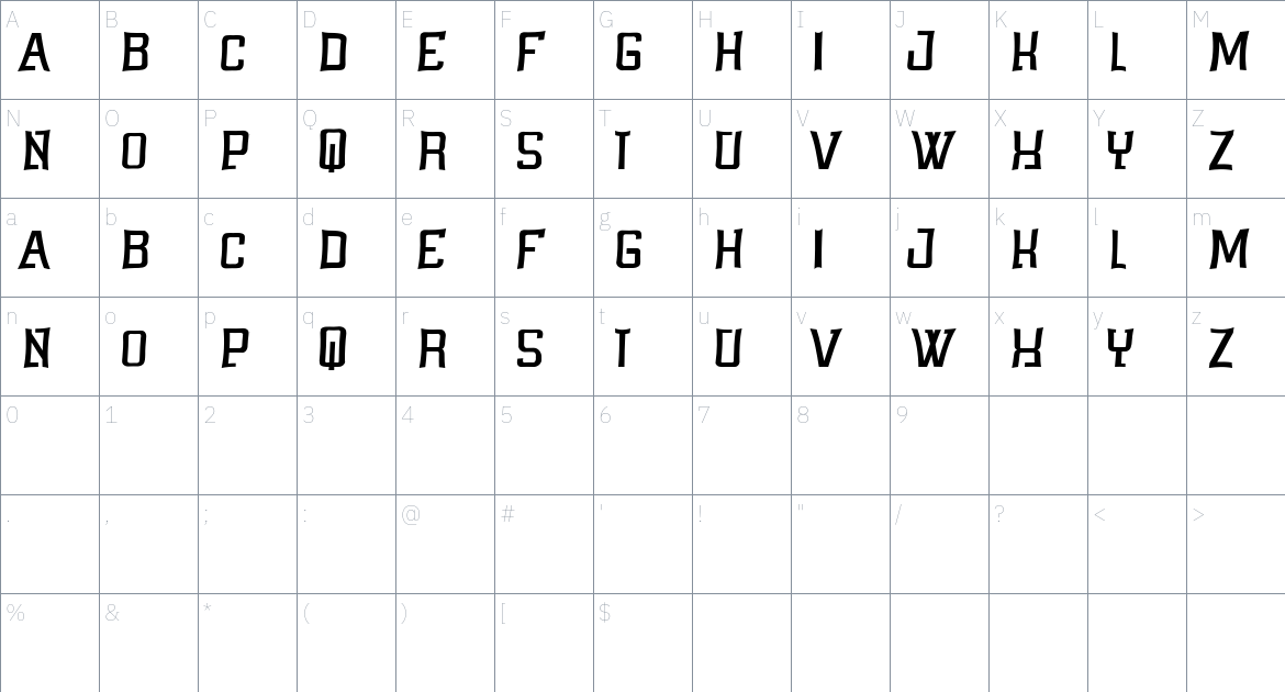 Cristian Church font Character Map