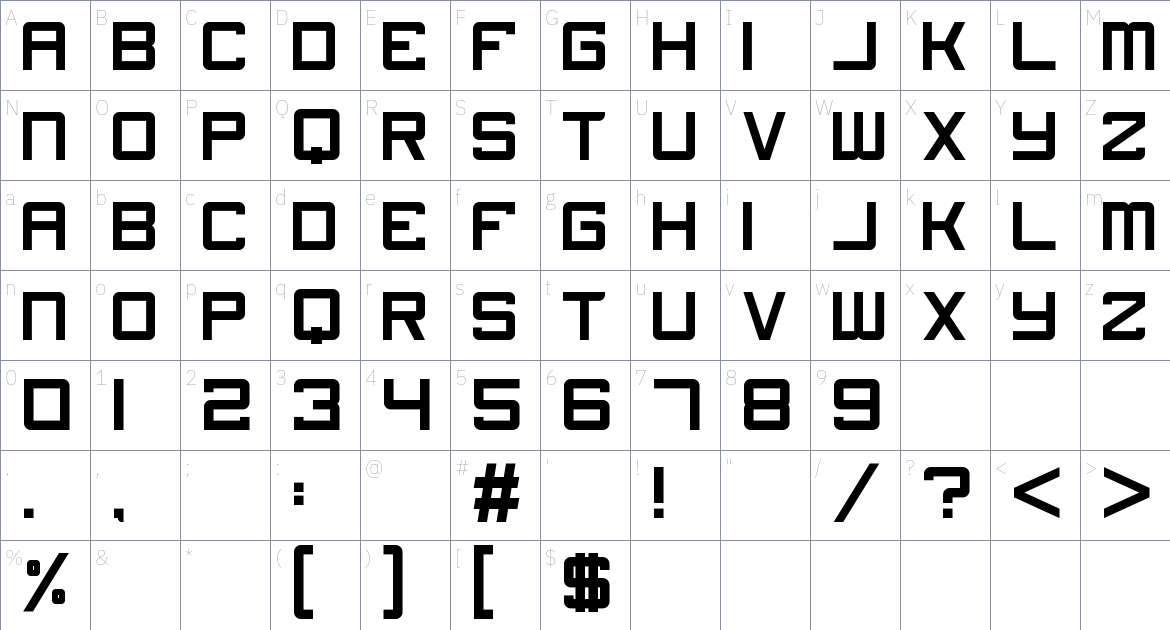 CNRGN Micro Font font Character Map