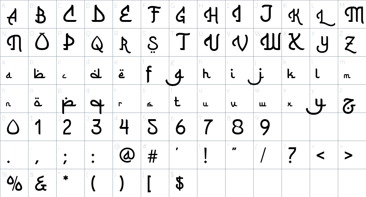 Almalik Font font Character Map