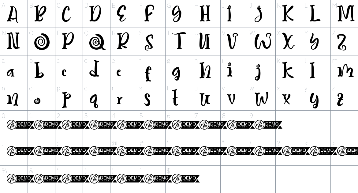 Bika Ambon font Character Map