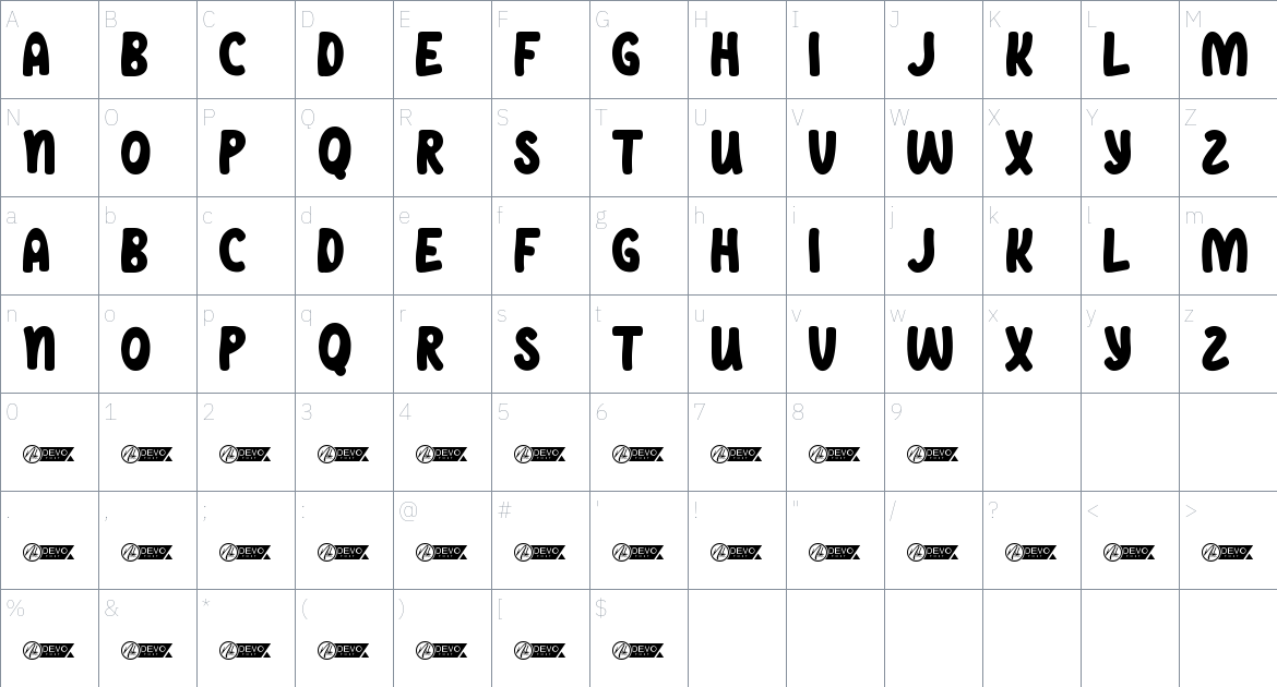 Saus Tomat font Character Map