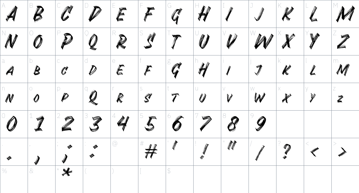 Grashrock Font font Character Map