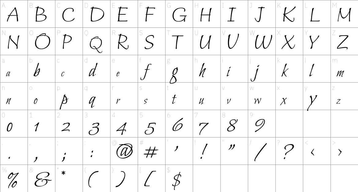 Bilbo Font font Character Map