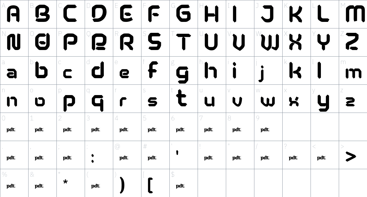 ABROG trial font Character Map