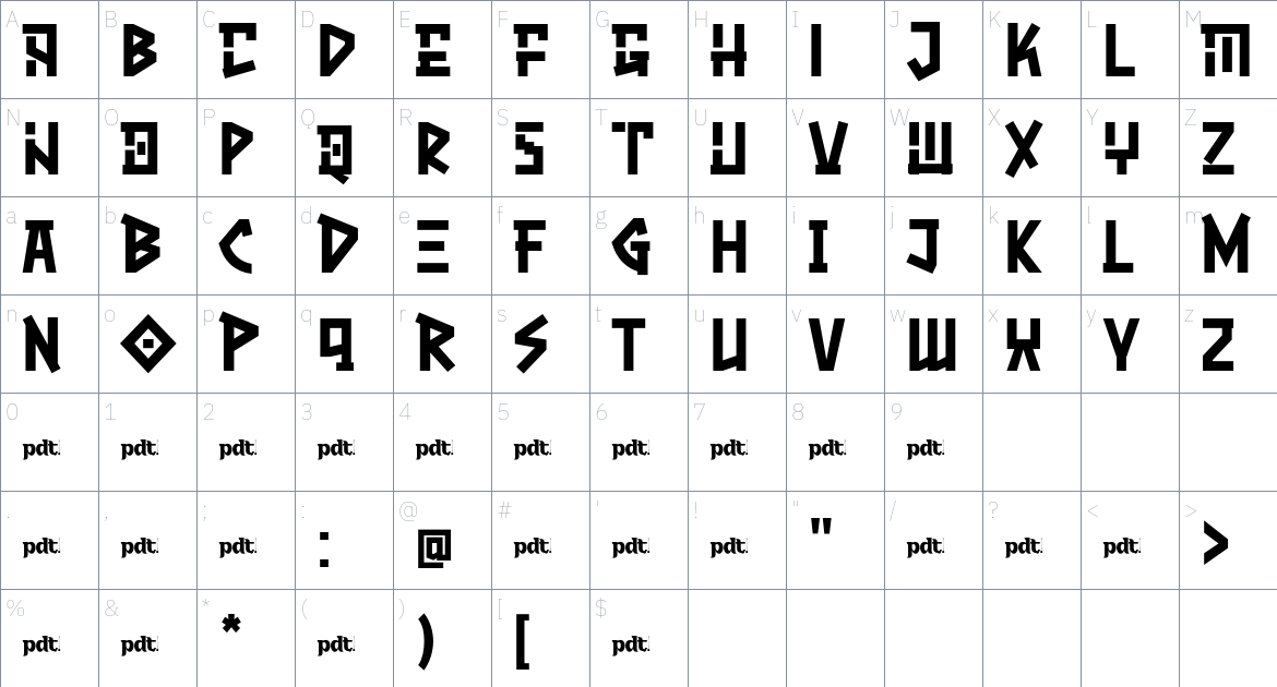 ASROG GENOS trial font Character Map