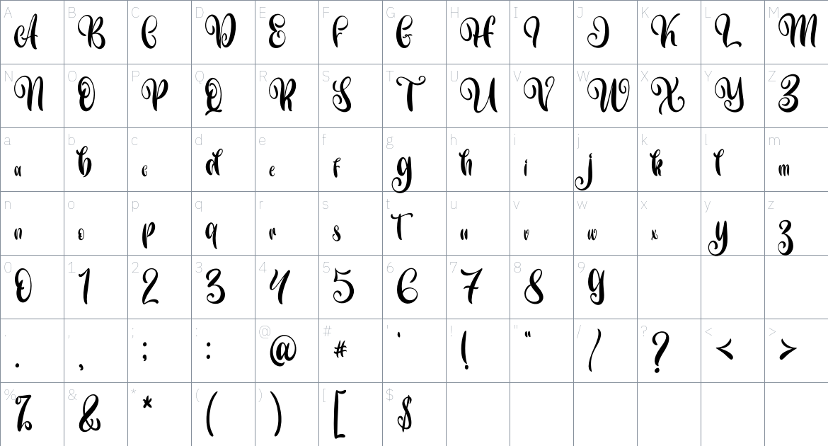 Honey Island font Character Map