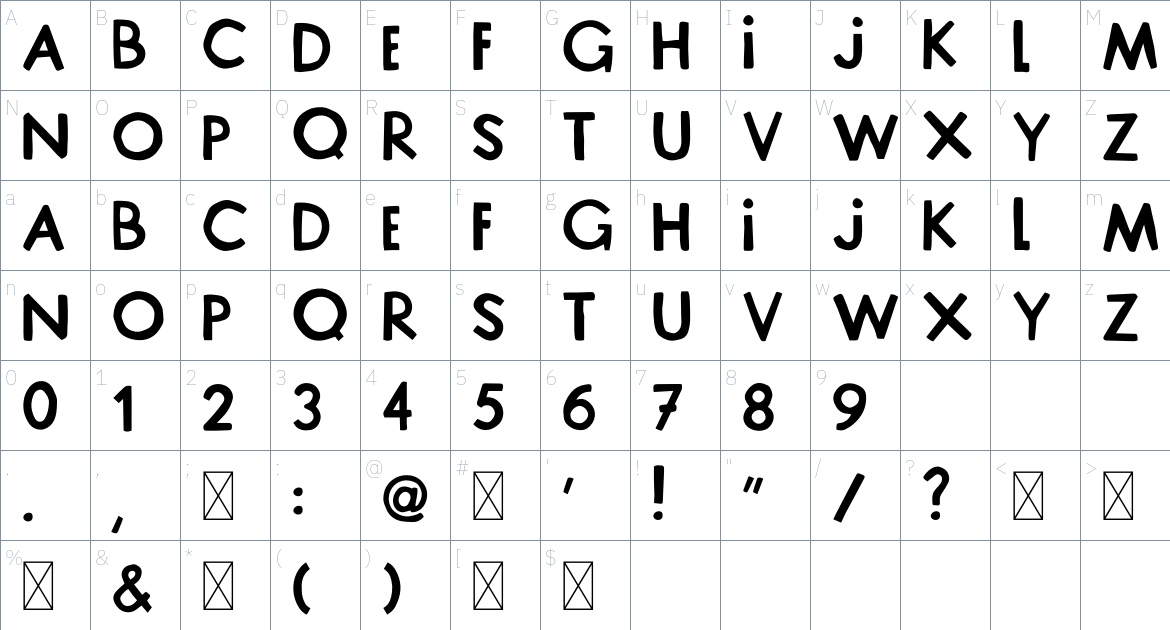 Abuss Font font Character Map