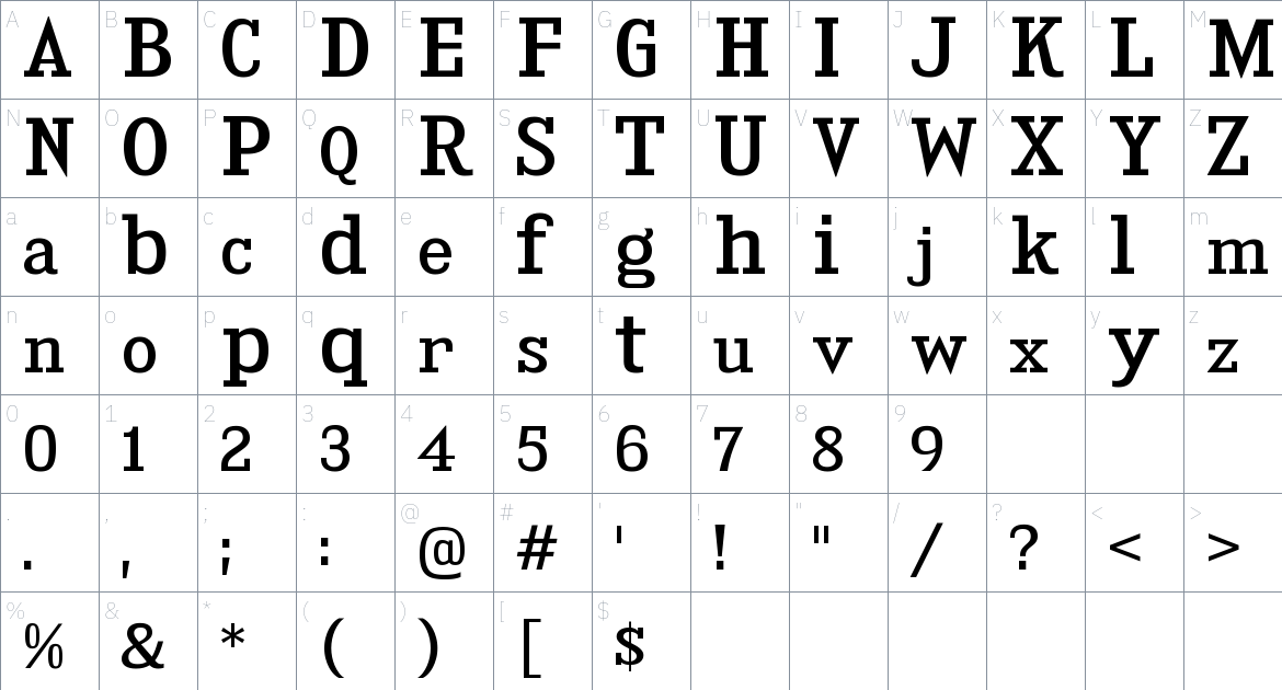 Nijigaoka Slab Shavian font Character Map