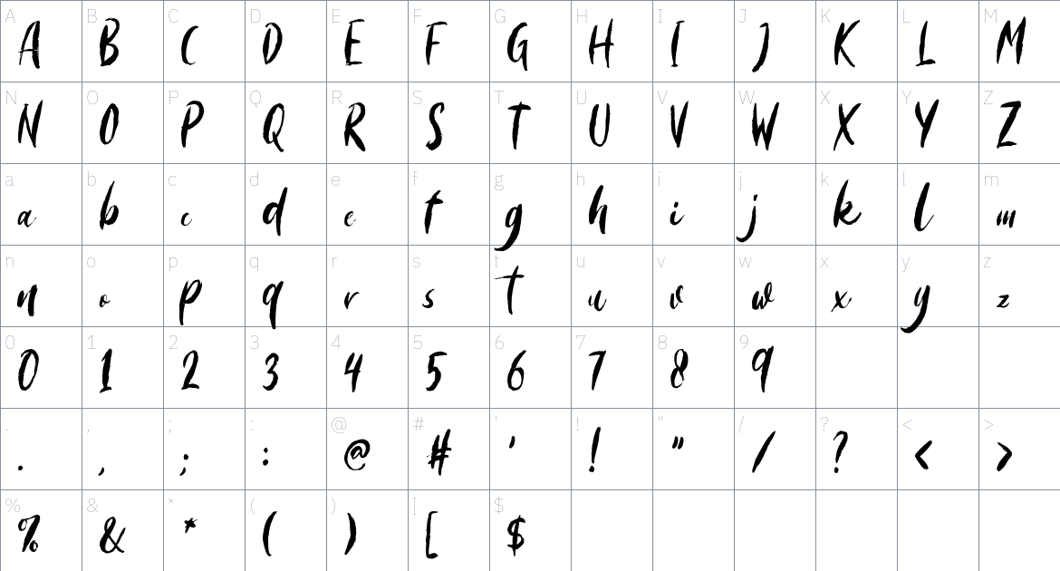 Morriles Font font Character Map