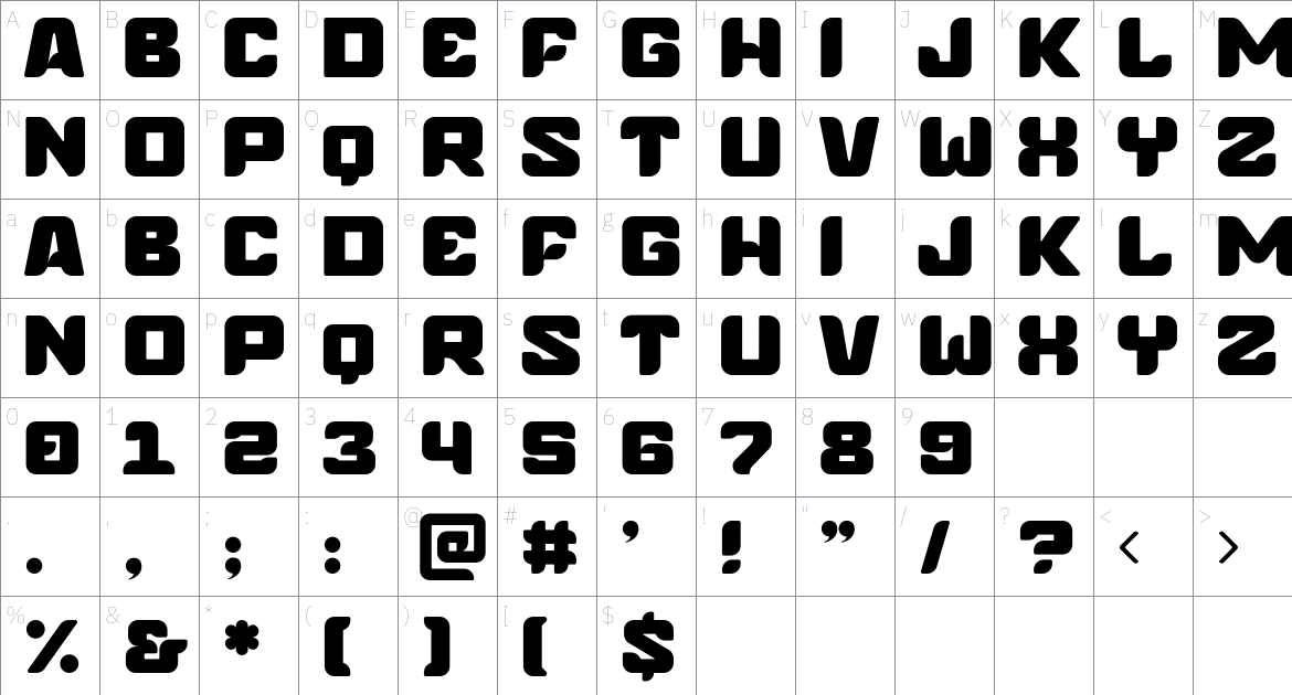 Lamdo font Character Map