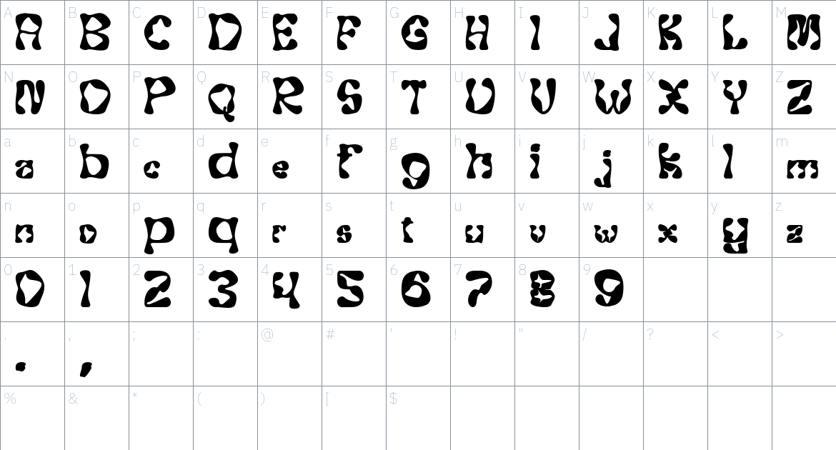 Kailn font Character Map