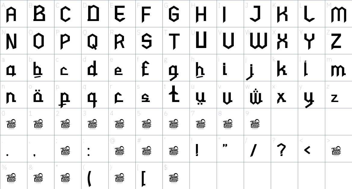 Kufwan font Character Map