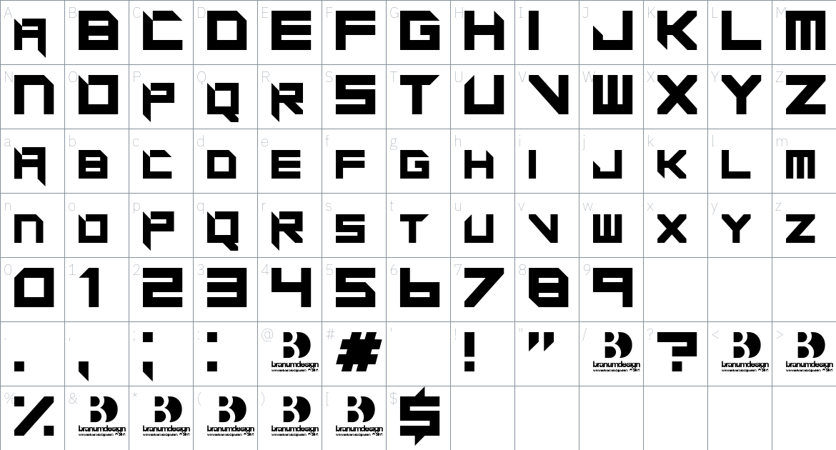 Motorblock Font font Character Map