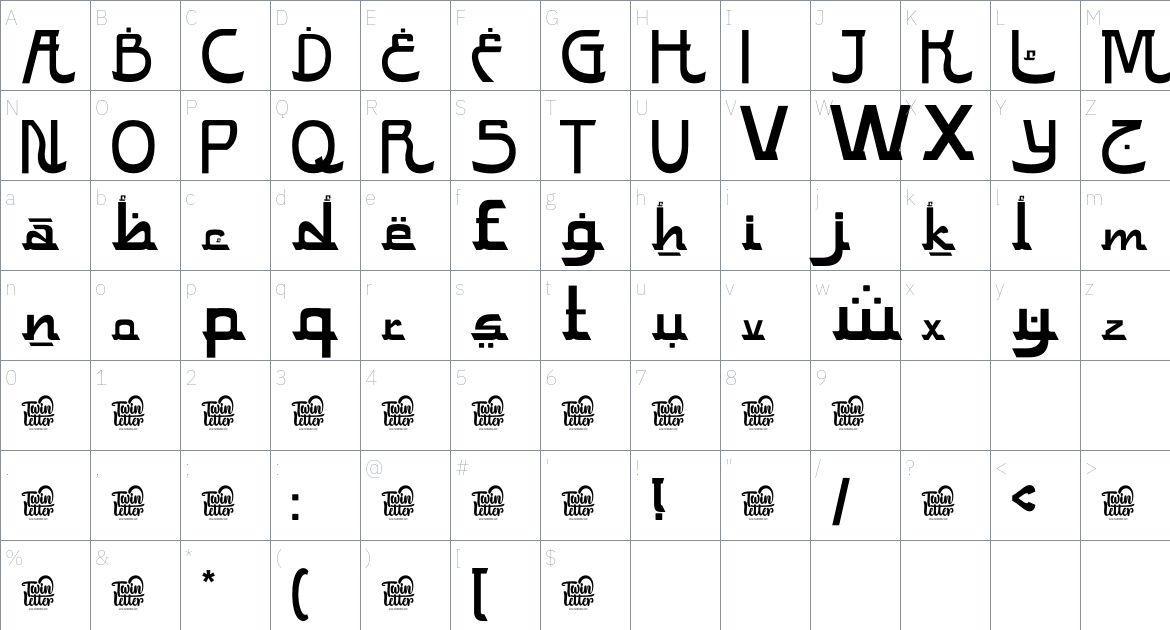 Edangu font Character Map