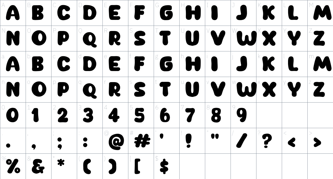 New Cheese Font font Character Map