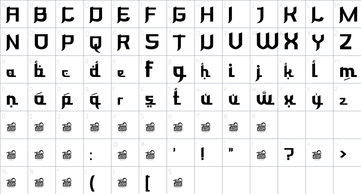 Keswah font Character Map