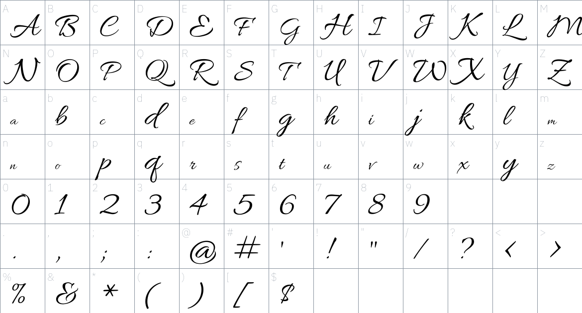 Allura Font font Character Map