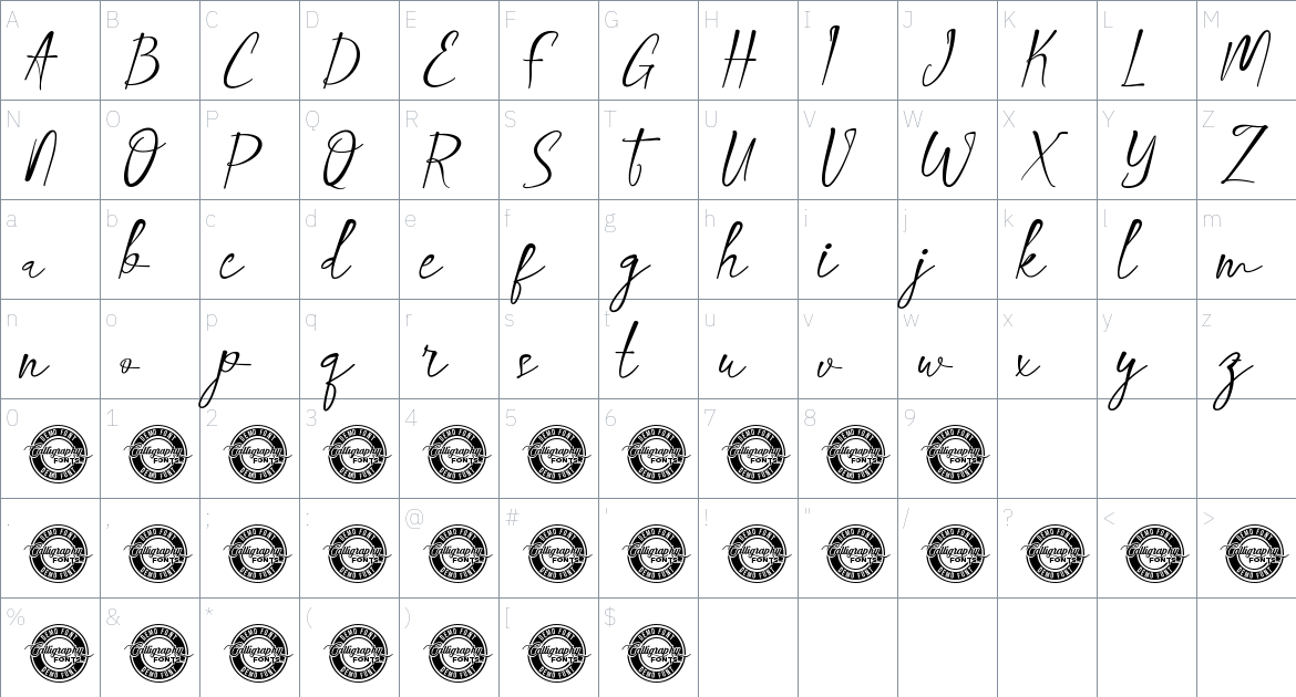 Studyhack font Character Map