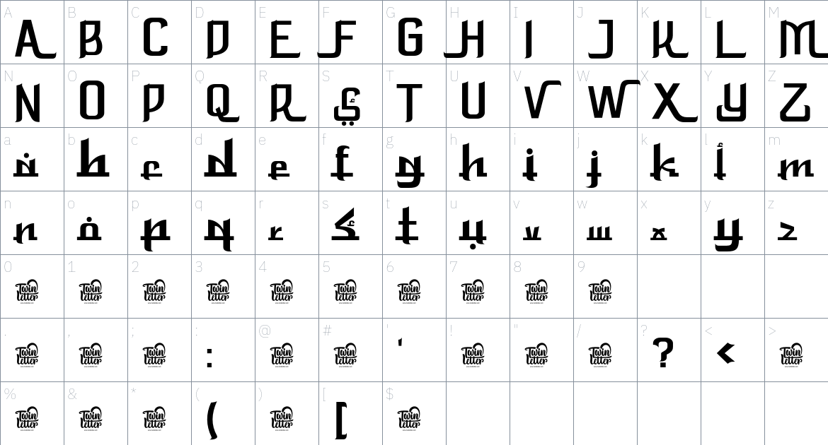 Rosyidun font Character Map