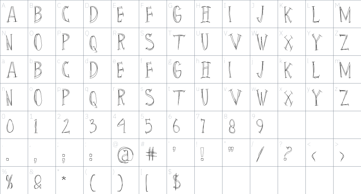 Black_Scratches font Character Map