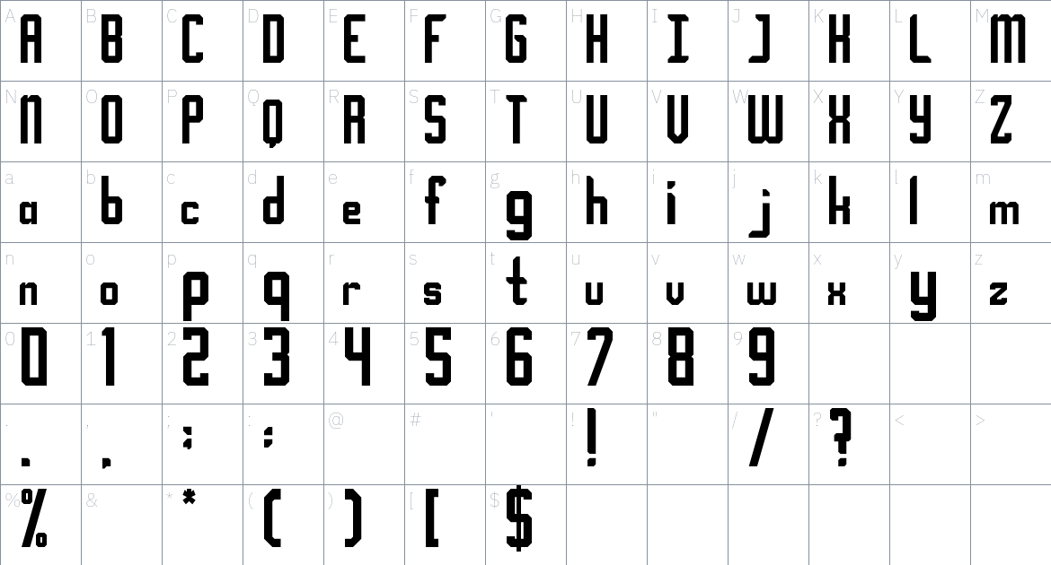 CNRGN Block V2 Font font Character Map