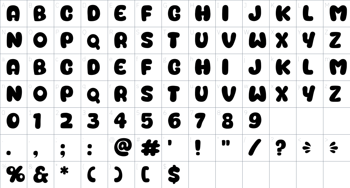 Sobear Font font Character Map