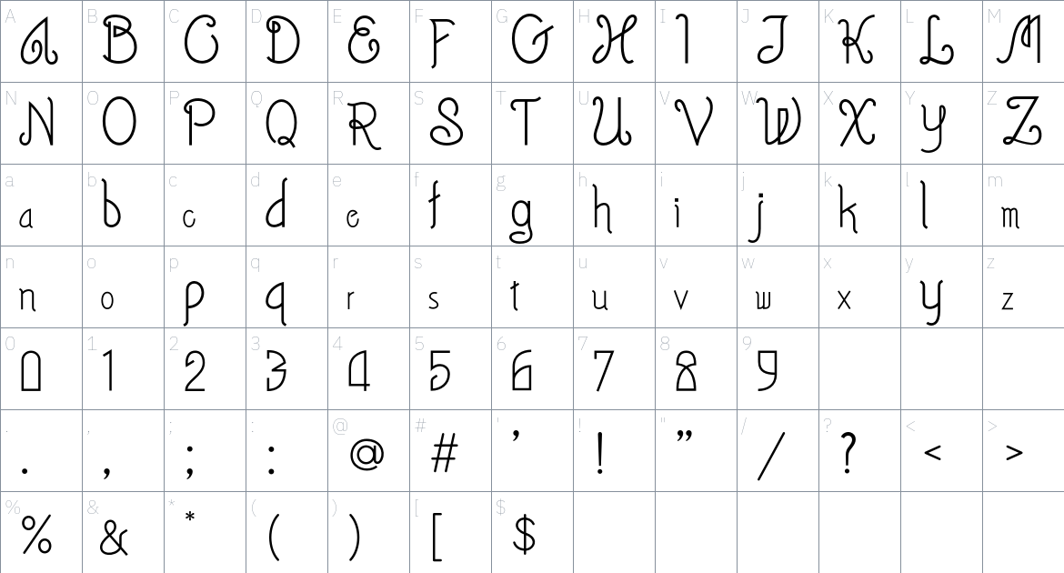 Leflyto font Character Map