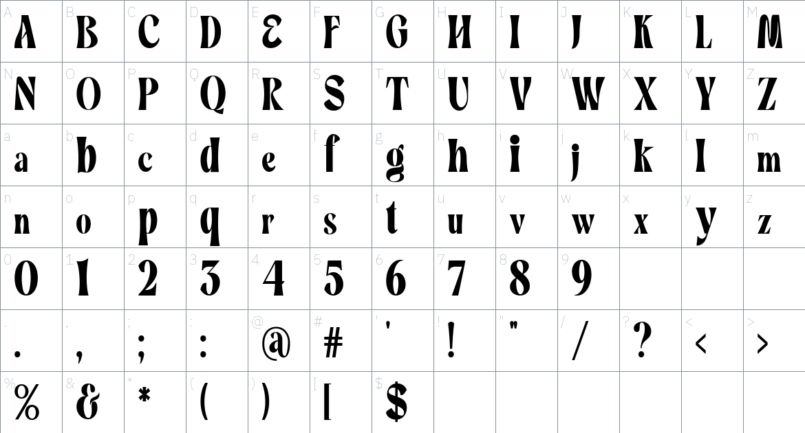 Vainest Font font Character Map