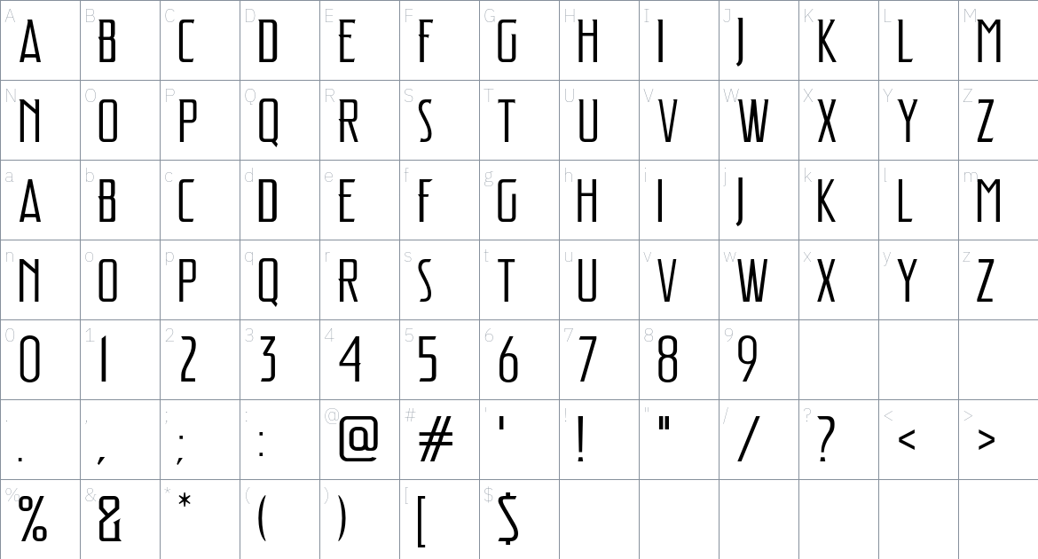 Mast Font font Character Map