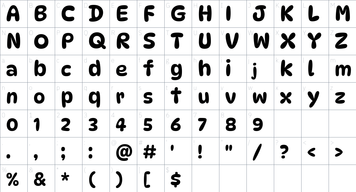 DynaPuff Font font Character Map