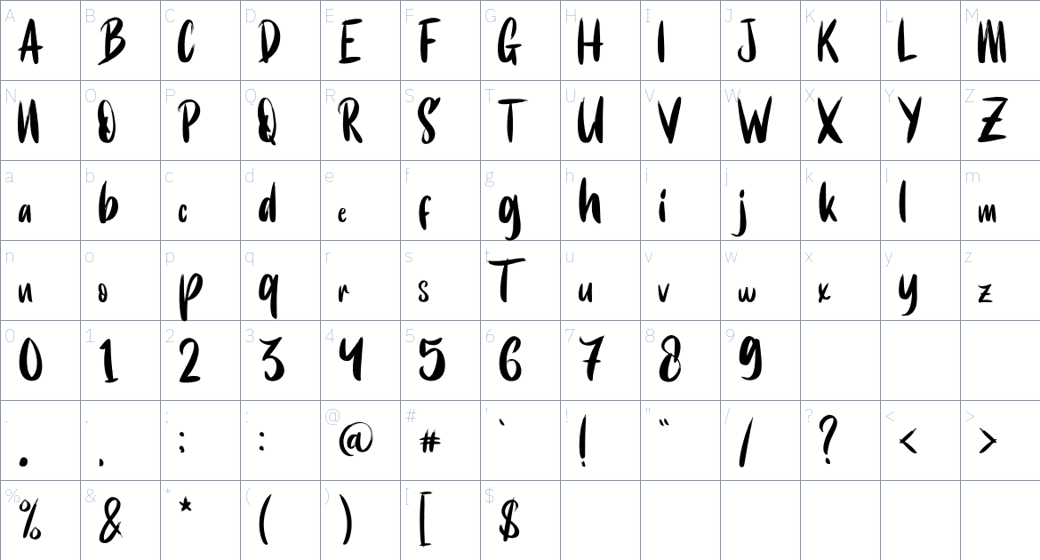 More Vibe font Character Map