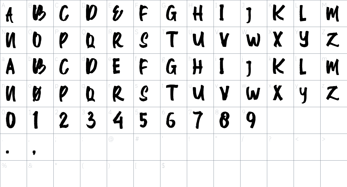 Allcaps Font font Character Map