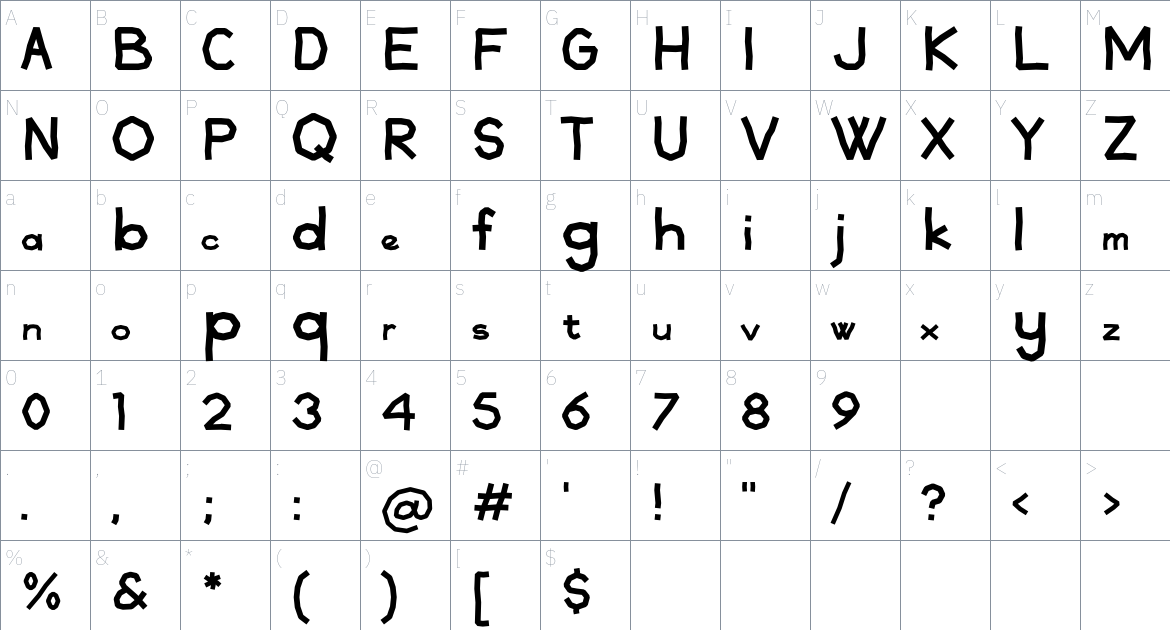 Mico font Character Map