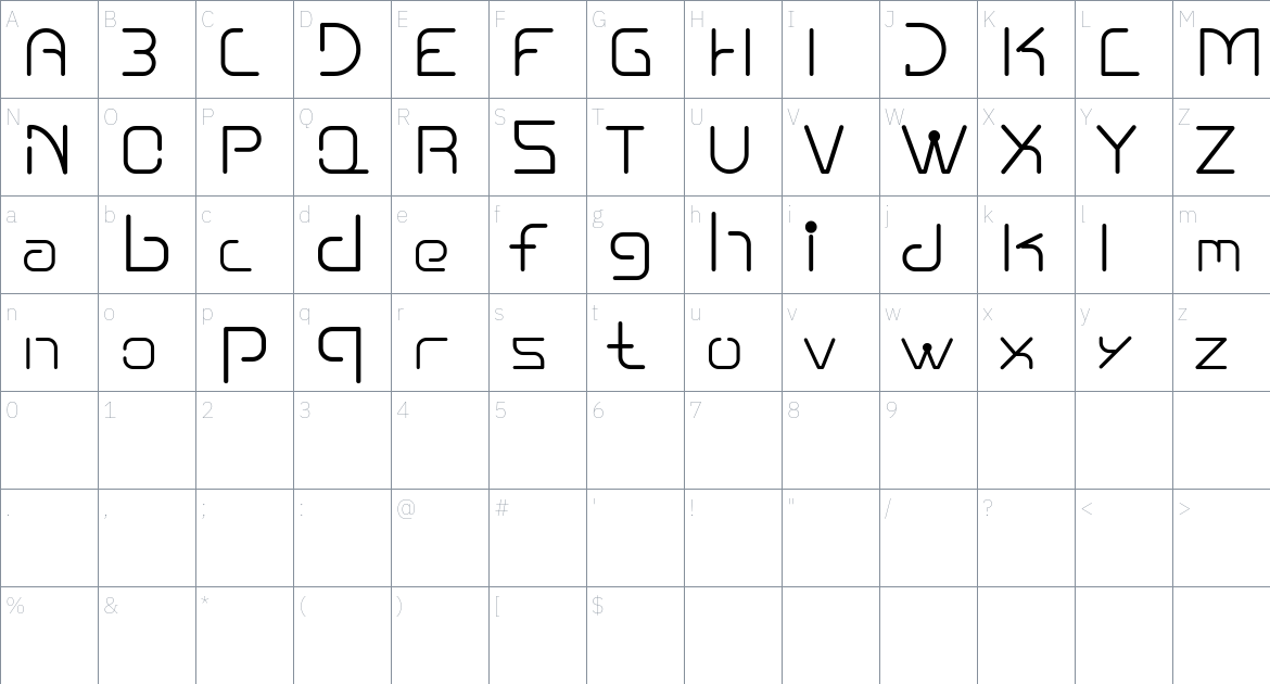 Nuixyber Pro Original font Character Map