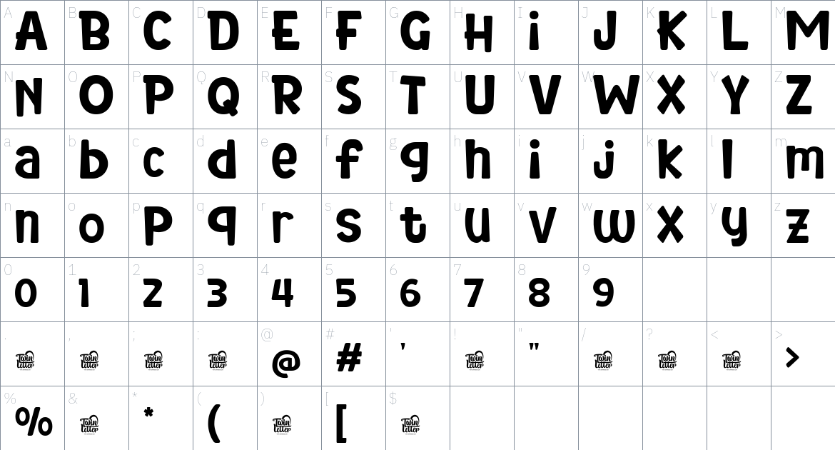 Nerillkid font Character Map