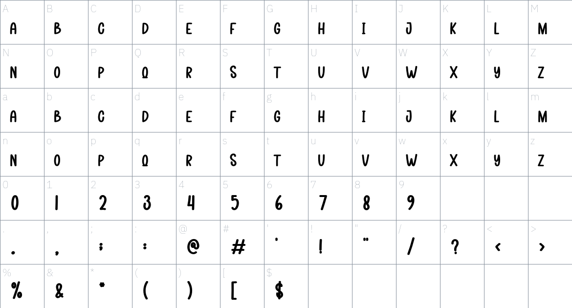 Scaryroad font Character Map