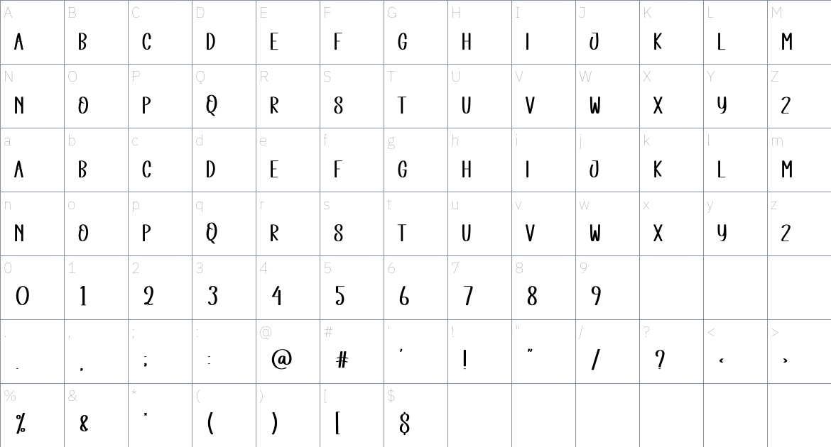 Christmas Sweety font Character Map