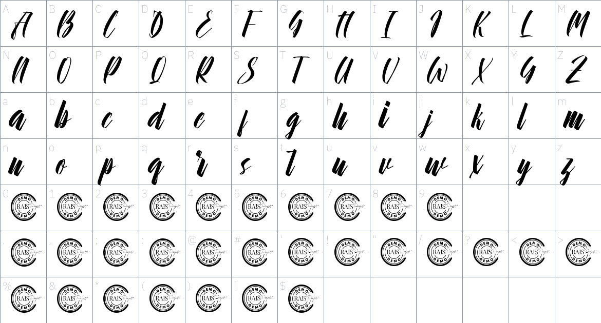 House Wared font Character Map