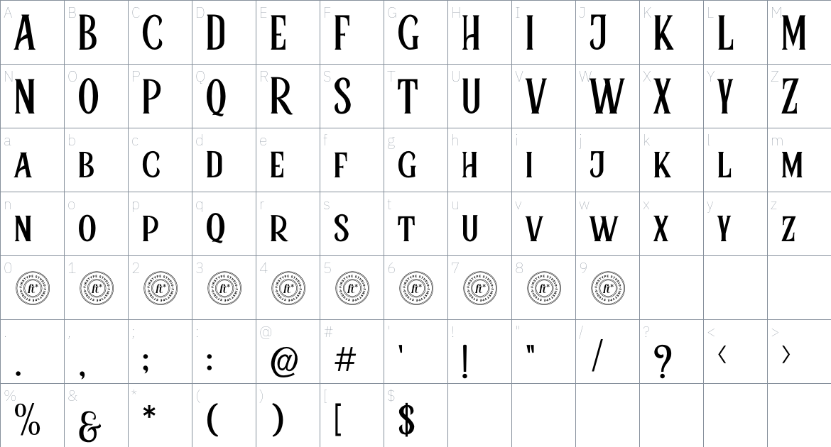 Bidon font Character Map