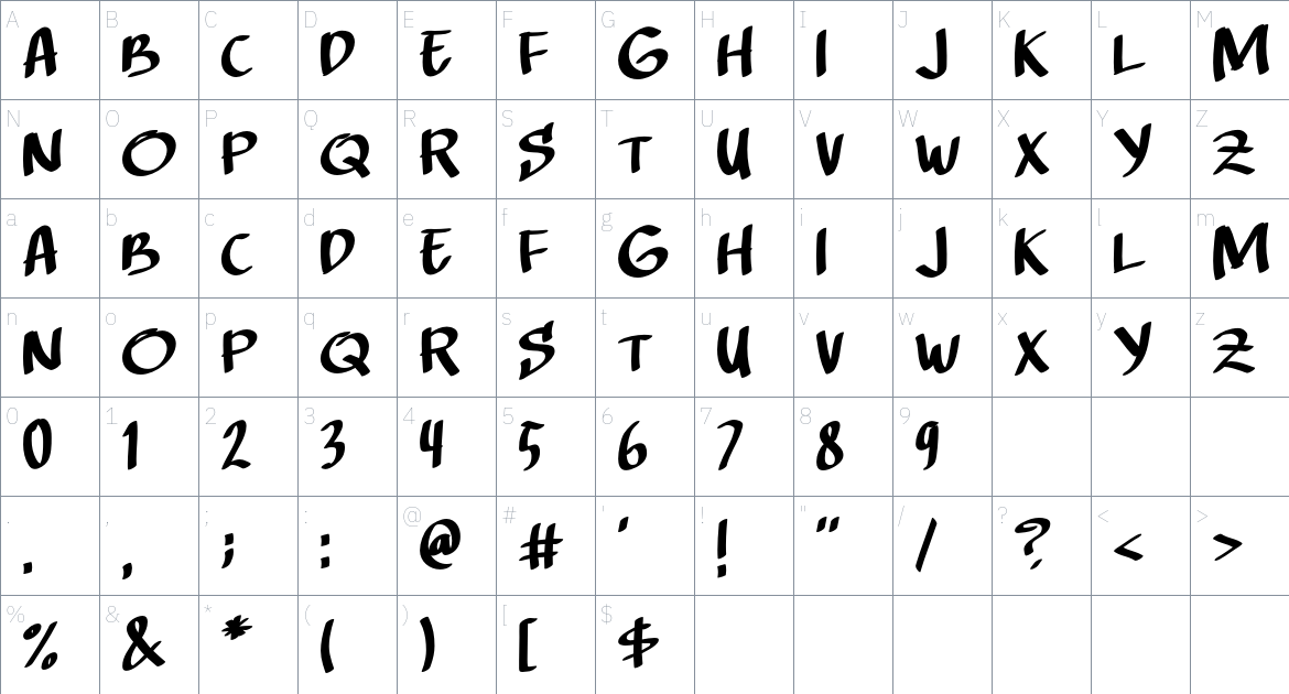 The Score Font font Character Map