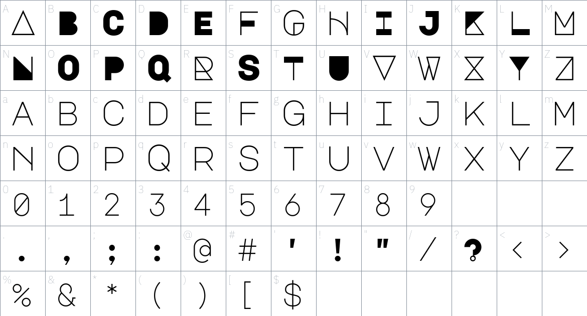 Majör Mono Font font Character Map